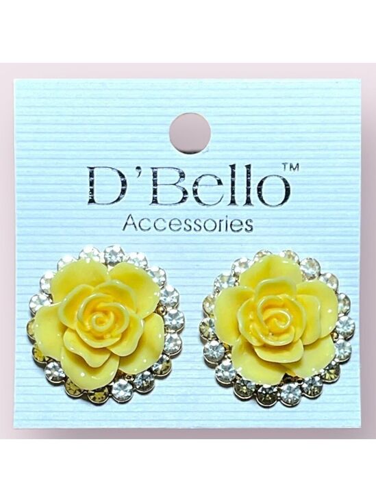 D’Bello Jewelry - D'Bello Rose Rhinestone Earrings Yellow